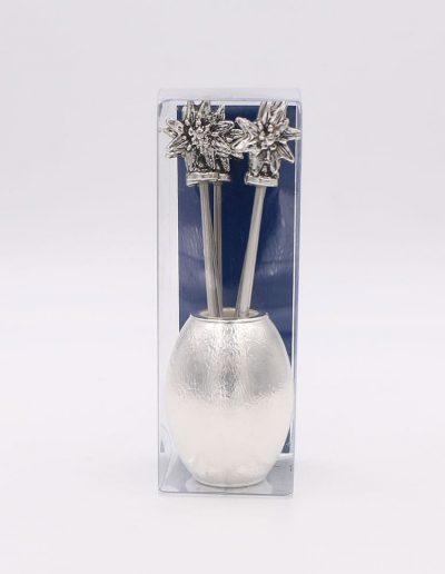 551P324A Oval con 6 pinchos flor Edelweiss (Plata - Caja plástico - Cartón azul)